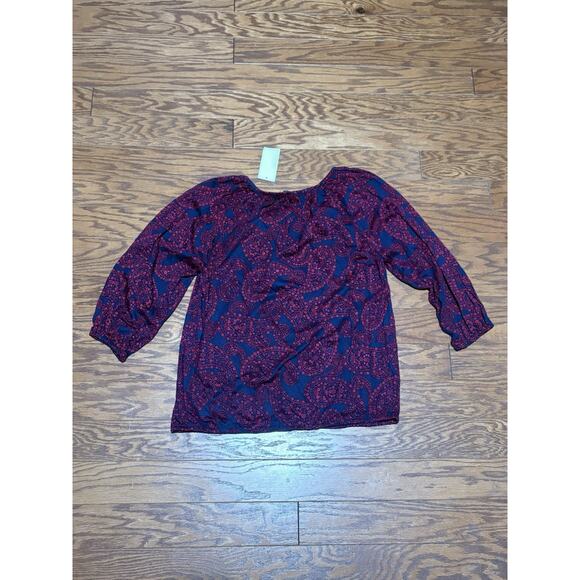 Michael Kors Women's Navy Blue Scarlet Floral 3/4 Sleeve Top Blouse, Size Large - Picture 4 of 6